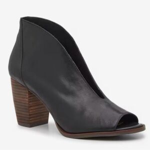 Lucky Brand Black Peep-Toe Ankle Boots.